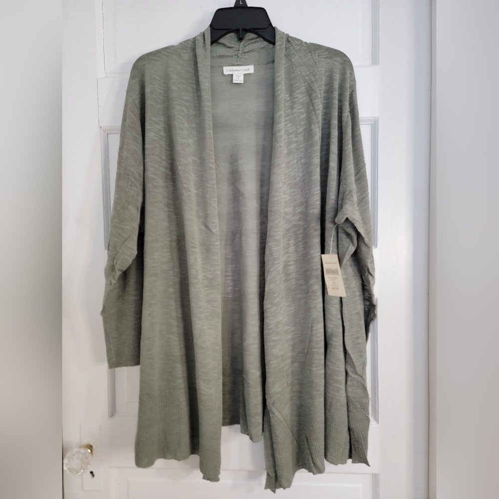 Women's Green Open Front Sheer Cardigan Sweater